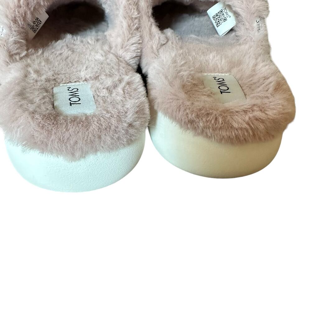 Toms | Size 7 Slippers Alpargata Mallow Mule Rose Smoke Faux Fur Pink - Picture 10 of 12